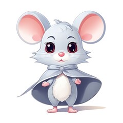 Cute mouse character in cartoon style on white background
