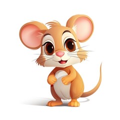 Cute mouse character in cartoon style on white background