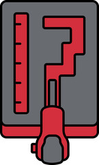 Gray And Red Auto Gear Shifter Icon Or Symbol.