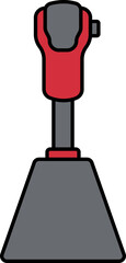 Illustration Of Gear Stick Icon In Gray And Red Color.