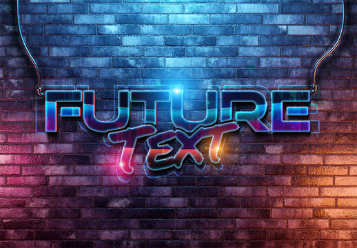 Futuristic Text With Cyber Neon Effect Mockup