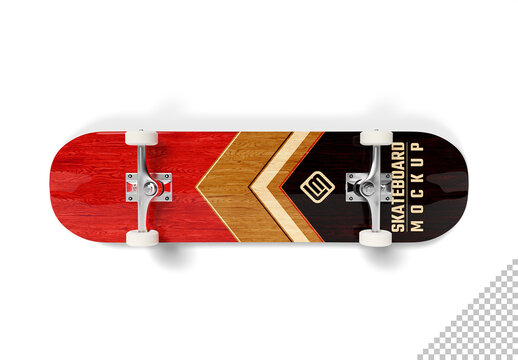 Skateboard Mockup With Shadow Isolated On White