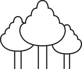 Forest Or Trees Icon In Black Outline.