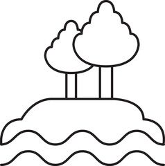 Flat Style Island Icon In Black Line Art.