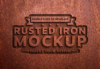 Carved Rusted Metal Text Effect Mockup