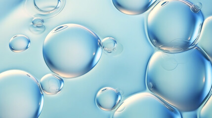 transparent liquid water bubbles. Facial skin care cosmetic product. Generative AI	
