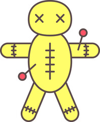 Voodoo Doll Icon In Yellow Color.