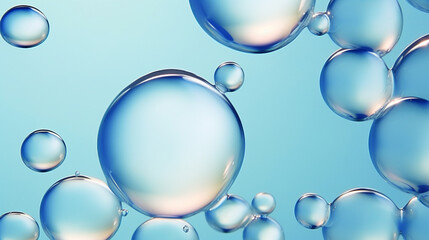 transparent liquid water bubbles. Facial skin care cosmetic product. Generative AI	
