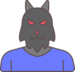 Demon Icon In Blue And Gray Color.