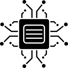 CPU or Processor Chip Icon in B&W Color.