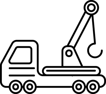 recommend clip art: Crane Truck Icon Or Symbol In Line Art.
