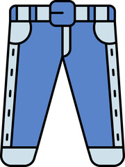 Jeans Or Trousers Blue Icon In Flat Style.