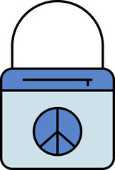 Peace Symbol Handbag Icon In Blue Color.