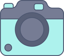 Blue Camera Icon Or Symbol In Flat Style.