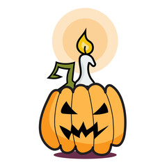 Halloween pumpkin and candle in doodle style