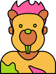 Cute Little Boy Wearing Rabbit Mask Colorful Icon.