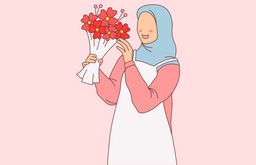 florist muslim wearing hijab illustration