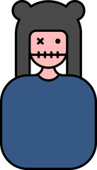 Halloween Doll Icon In Blue And Black Color.