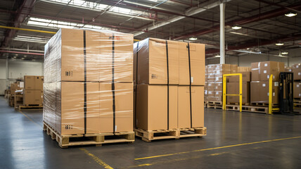 warehouse with boxes.