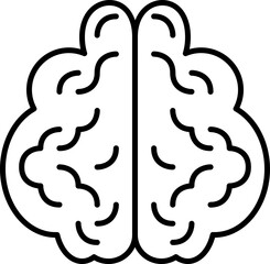 Thin Line Art Brain Flat Icon Or Symbol.