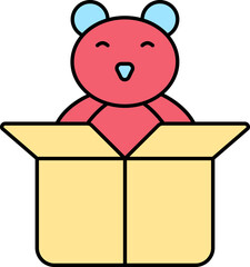 Obraz premium Flat Style Teddy in Box Colorful Icon.