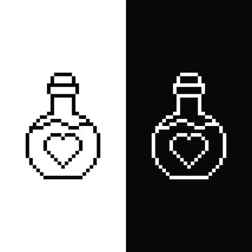  pixel health love potion icon vector  element for  8 bit game heart mana sign 