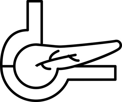 Black Outline Pancreas Flat Icon Or Symbol.