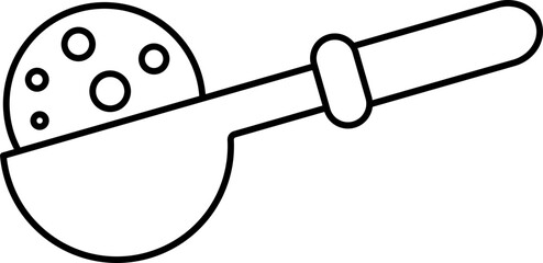 Ice Cream Scoop Icon In Black Thin Line Art.