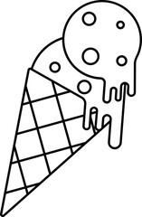 Ice Cream Cone Icon In Black Outline.