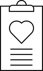 Heart Report Icon In Black Line Art.