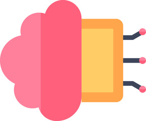 Brain Connection Icon In Pink And Yellow Color.
