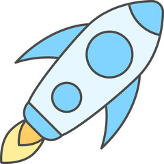 Illustration Of Rocket Icon In Blue And Yellow Color.