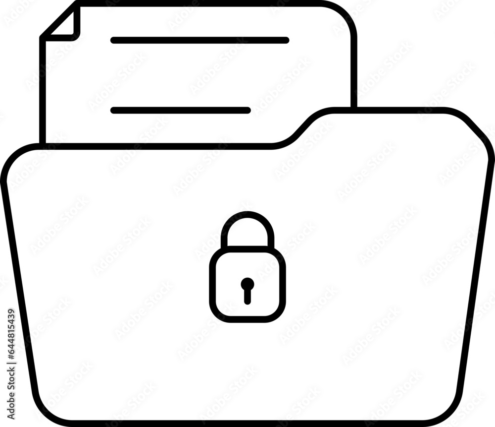 Poster lock file folder icon in thin line art.