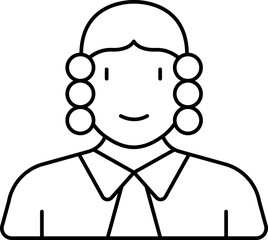 Male Judge Icon In Black Outline.