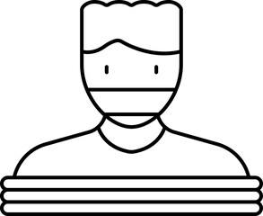 Kidnapped Man Icon In Black Line Art.