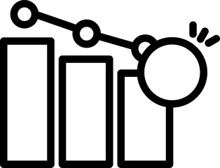 Stroke Style Financial Chart Icon Or Symbol.