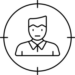User Target Icon In Black Line Art.