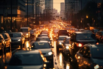 Traffic jam in the city.