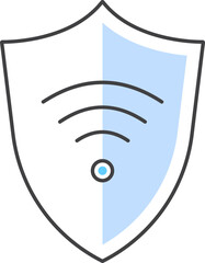 Fototapeta na wymiar Wifi Shield Icon in Blue and Black Color.