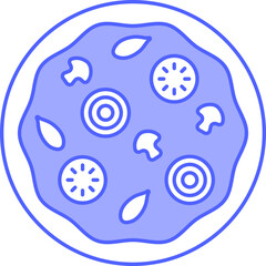 Mushroom Pizza Blue And White Icon Or Symbol.