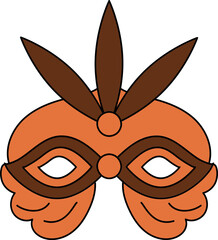 Carnival Mask Icon In Brown And Orange Color.