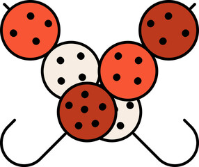 Dango Dish In Orange And White Color.