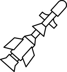 Illustration of Missile Icon in Line Art.