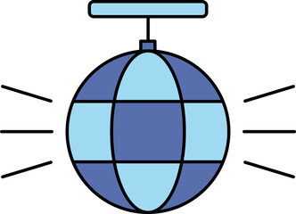 Vector Illustration Of Disco Ball In Blue Color.