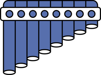 Blue and White Illustration Of Panpipes Icon.