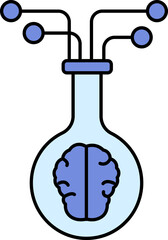 Illustration of Brain In Beaker Blue Icon.