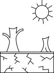 Illustration of Black Drought Icon in Thin Line Art.