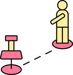 Isolated Direction Route Icon In Pink And Yellow Color.