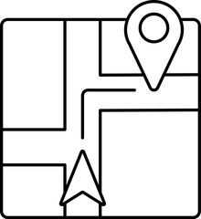 Linear Style Map GPS Icon Or Symbol.