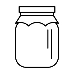Closed jar of homemade jam isolated on white. Preserves. Kitchen and food pictogram symbol. Simple thin line black and white vector icon